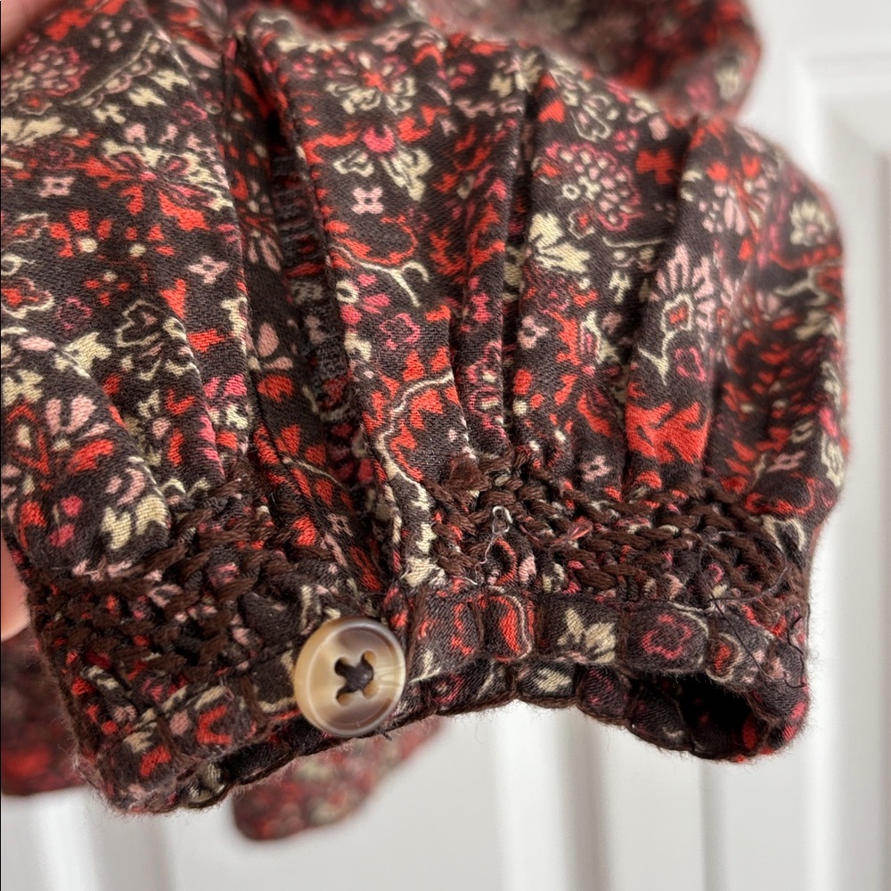 Lucky Brand Floral Printed Smocked Peasant Blouse Top - Picture 12 of 14